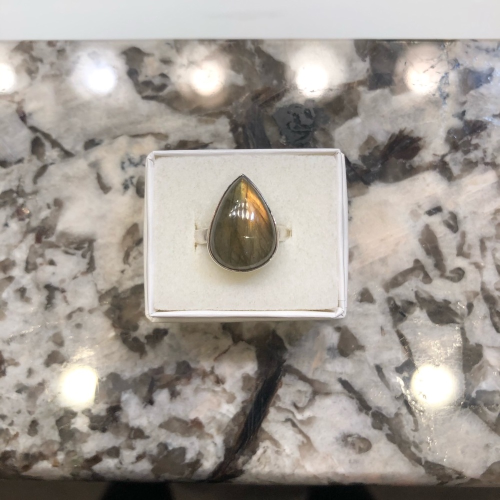 STERLING SILVER TEAR DROP RING